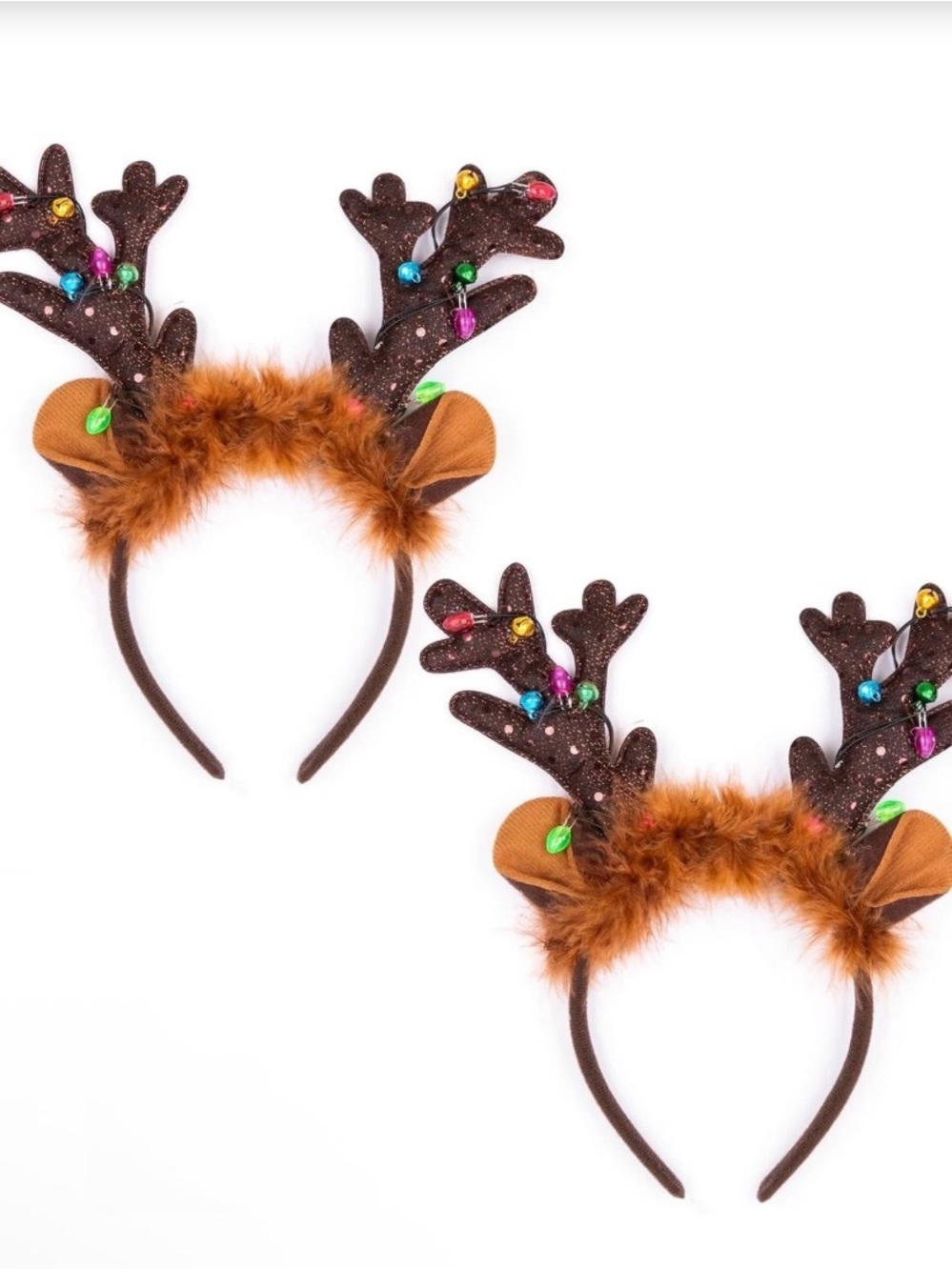 Kids Reindeer Antler Headband - Multicolor Lights that light up.(2Pk)
